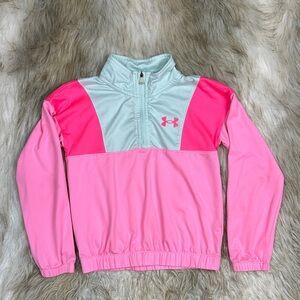 Under Armour Pink and Light Bluish Grey Half-Zip Jacket - 6X